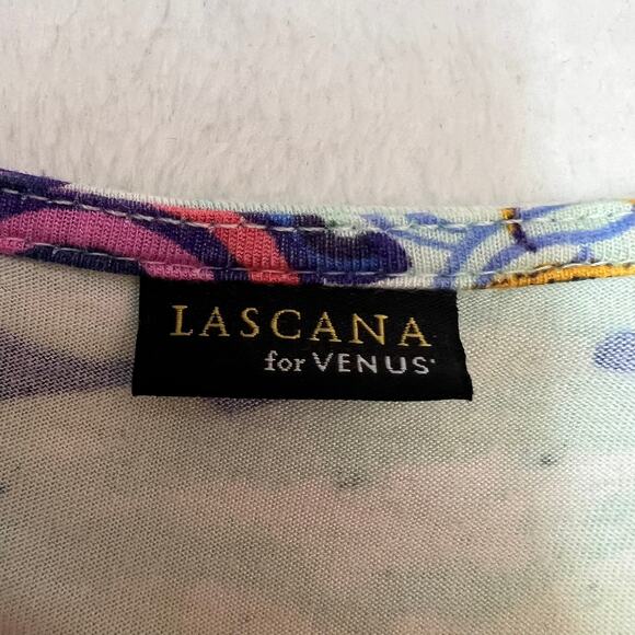 Lascana for Venus Women's V-Neck Pink/Blue/Purple Paisley Tunic Dress Size M - Picture 4 of 9